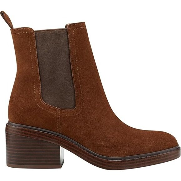 Marc Fisher Womens Faux Leather Stack Heel Ankle Boots - Picture 4 of 6